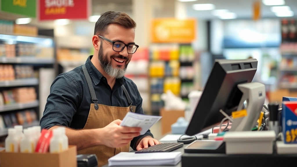 sales tax in orange county ca - 
Diverse business owner at cash register in retail store, checking sales tax com