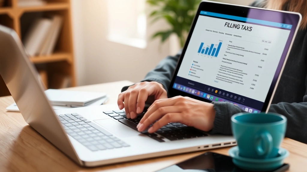 sales tax in reno - 
Person on laptop filing taxes online
