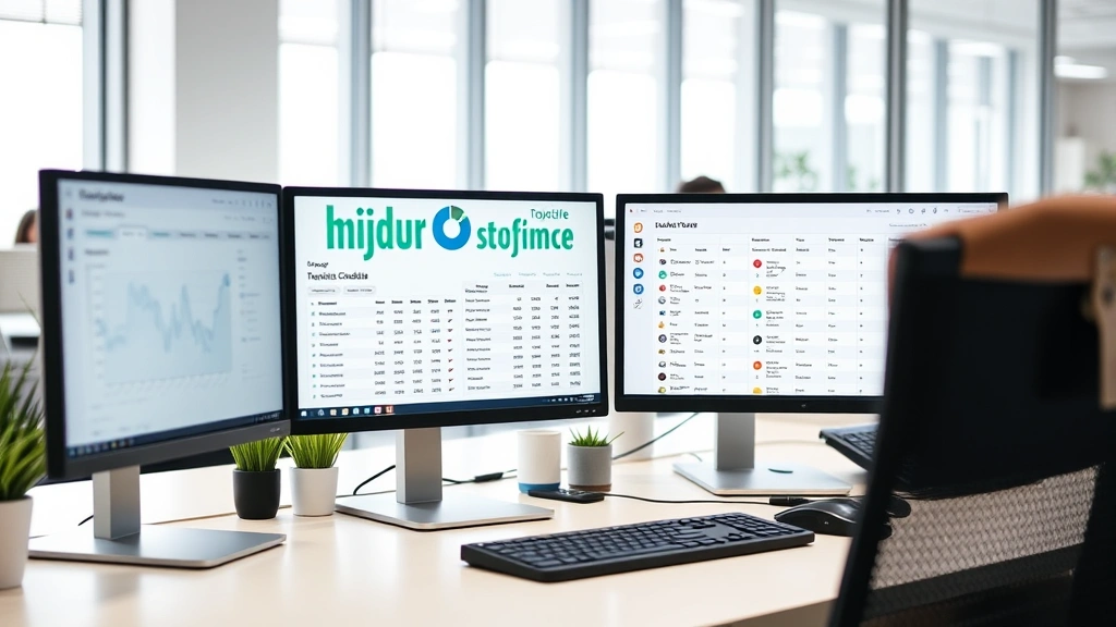 sales tax in sf - 
Modern office workspace with multiple computer monitors displaying sales tax so