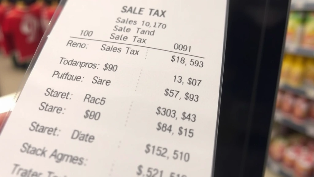 sales tax nevada reno - 
Close-up of retail receipt showing itemized purchases with sales tax breakdown 