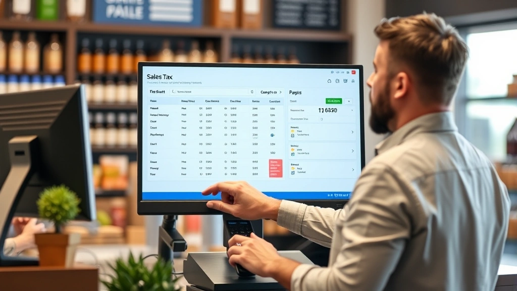 sales tax nevada reno - 
Business owner managing point-of-sale system with sales tax compliance dashboar
