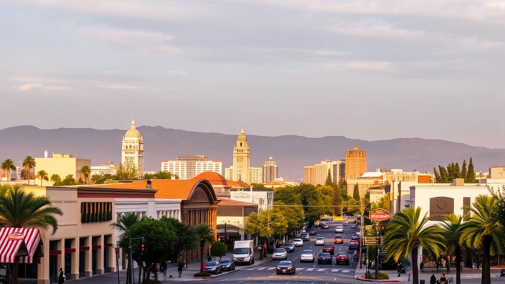 sales tax pasadena california - 
Pasadena city skyline with commercial storefronts and shopping areas in afterno