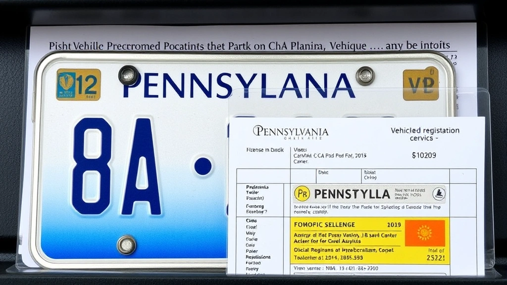 sales tax pennsylvania cars - 
Pennsylvania license plate and vehicle registration card displayed on document 