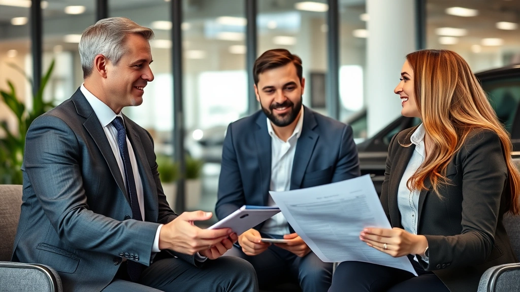 sales tax pennsylvania cars - 
Financial advisor in business attire explaining vehicle purchase costs and tax 