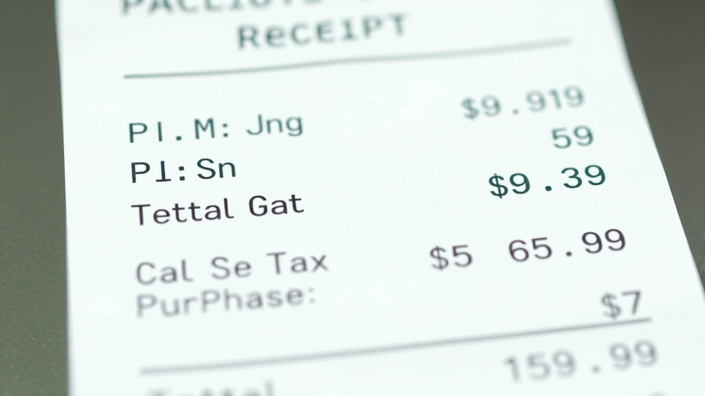 sales tax roseville california - 
Close-up of receipt showing itemized purchases with sales tax breakdown and tot
