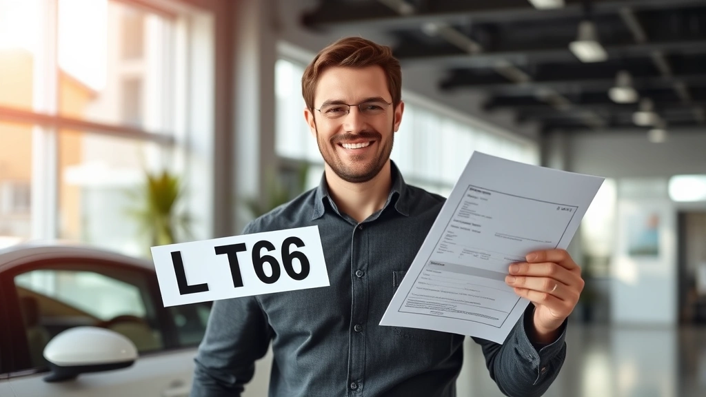 sales tax vehicle illinois - 
Person holding vehicle title and registration documents with satisfied expressi
