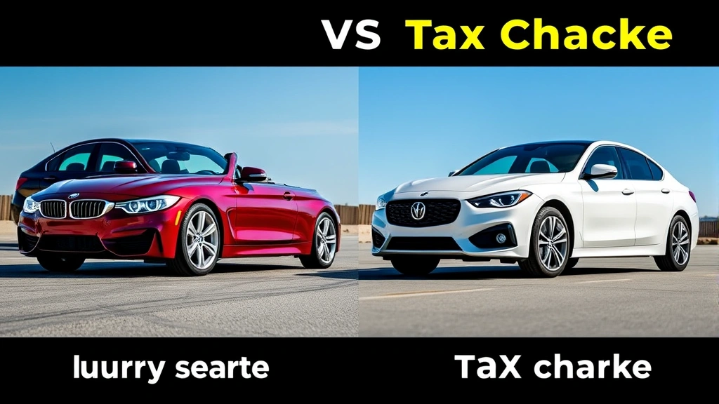 sales tax vehicle illinois - 
Split-screen comparison: luxury sedan on left, practical sedan on right, repres