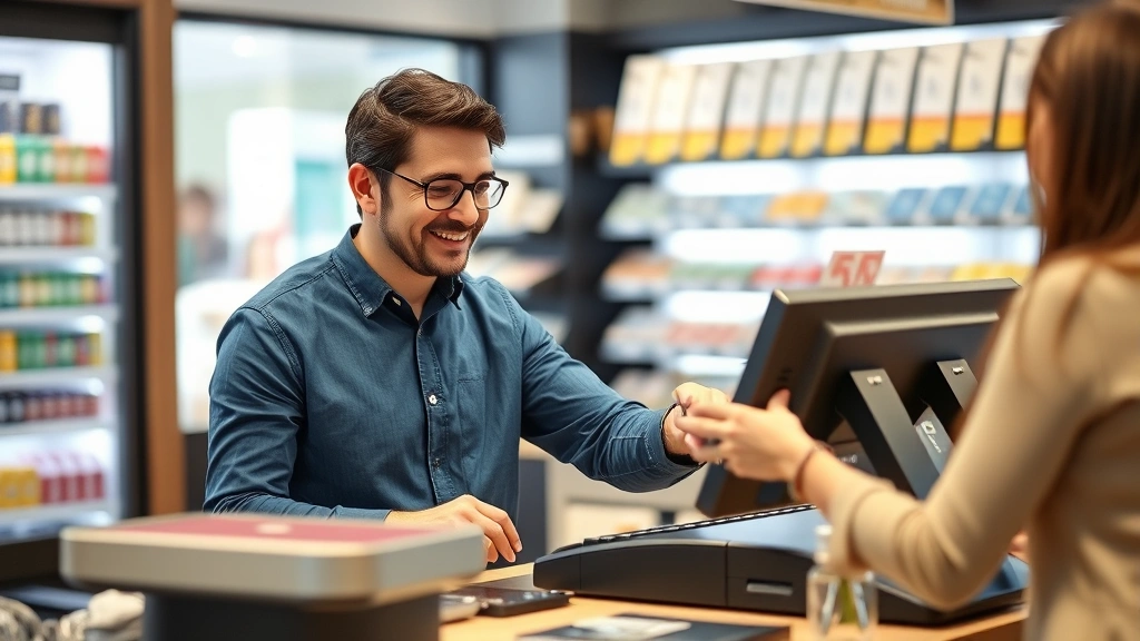 salt lake city sales tax - 
Business owner at cash register in retail shop processing customer transaction 