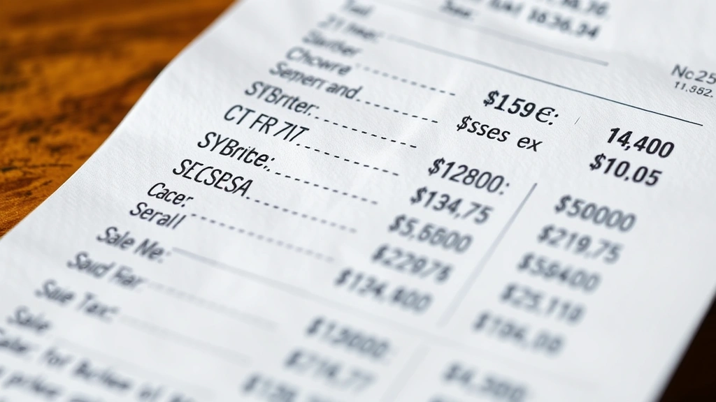 san diego sales tax rate - 
Close-up of receipt showing itemized purchases with sales tax calculation, prof
