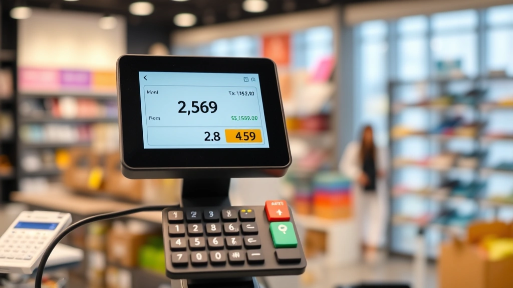 san diego sales tax rate - 
Point-of-sale system screen displaying tax calculation on retail transaction, m
