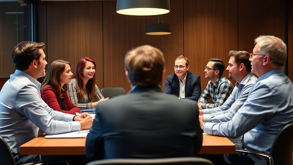 san mateo sales tax - 
Diverse professionals in meeting room discussing tax compliance and financial p