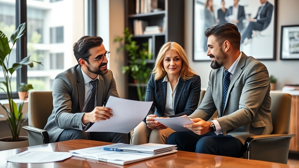 sangamon county il property tax -
Diverse couple meeting with tax advisor in professional office discussing prope