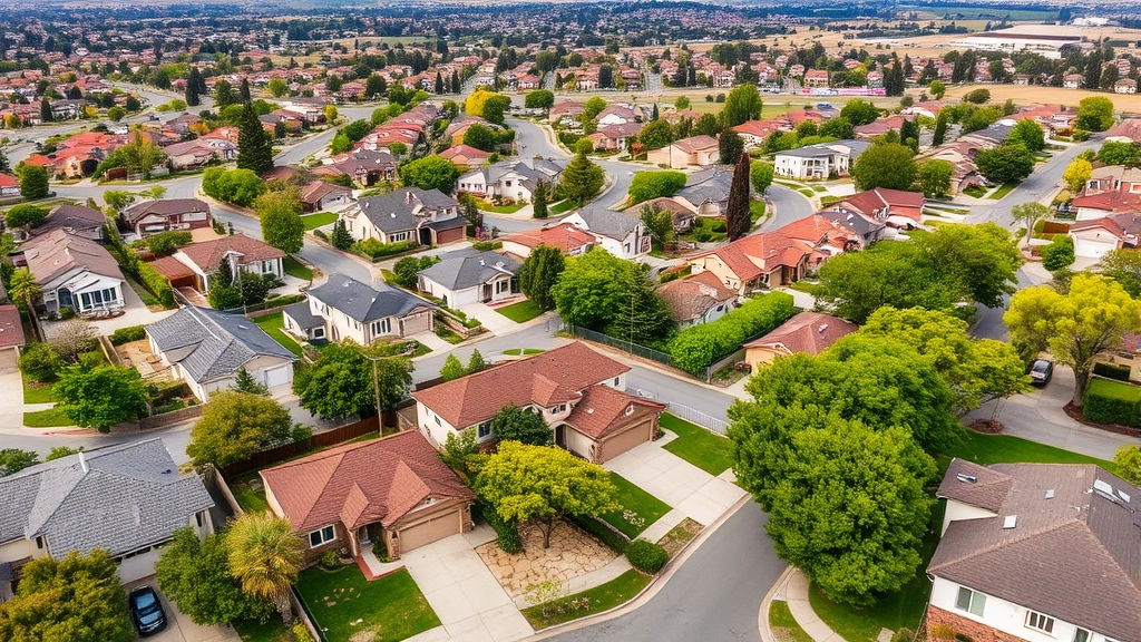 santa clara county property tax lookup - 
Aerial view of residential neighborhood in Santa Clara County with varied home 