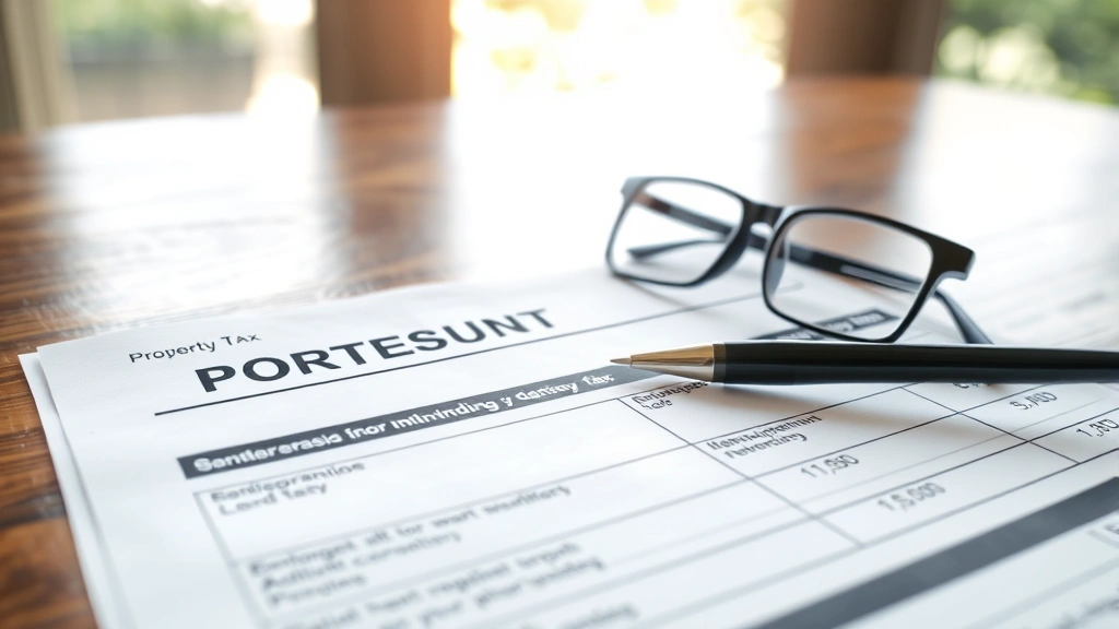 santa clara pay property tax - 
Close-up of property tax bill statement with pen and reading glasses on wooden 