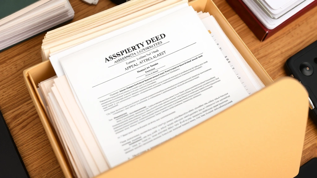 santa clara pay property tax - 
Folder with property deed, assessment notice, and appeal documents organized on