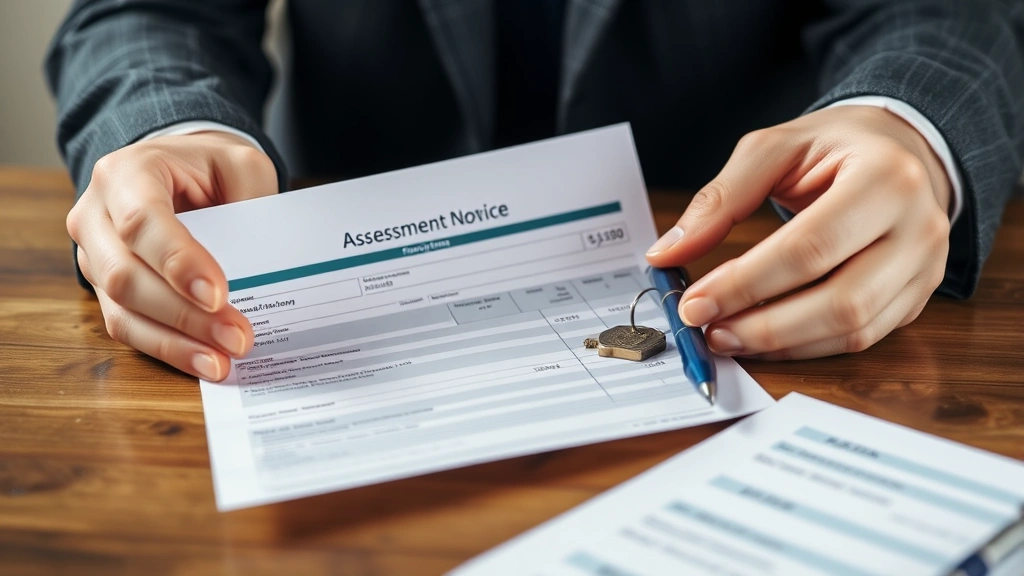 santa cruz property tax - 
Close-up of hands holding a property tax assessment notice with a house key and