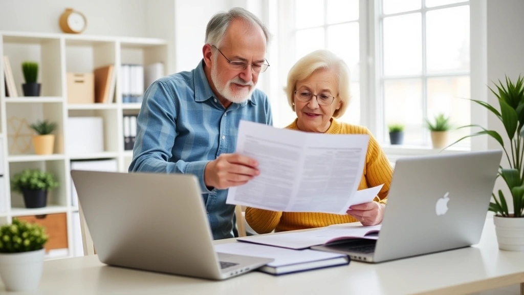 santa cruz property tax - 
Senior couple reviewing their property tax bill together in a bright home offic