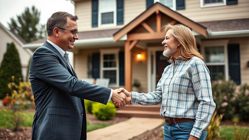 santa cruz property tax - 
Property assessor or real estate professional shaking hands with homeowner in f