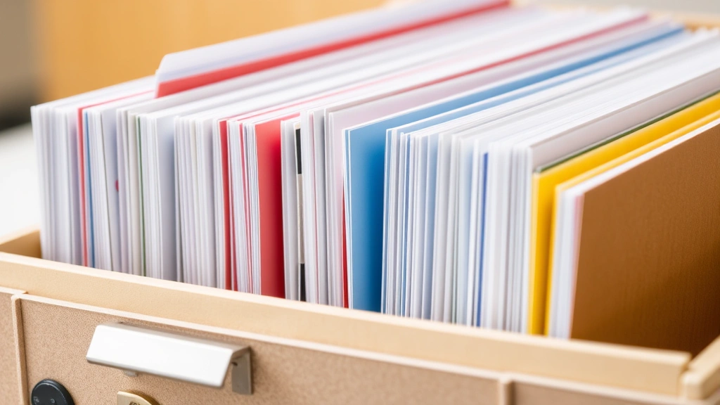 schedule d tax worksheet - 
and cost basis records neatly arranged in folders
