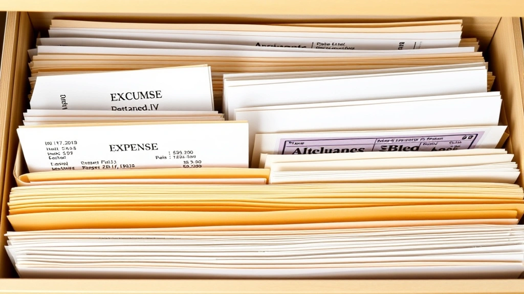 schedule se tax form - 
Organized filing system with business expense receipts, invoices, and tax docum