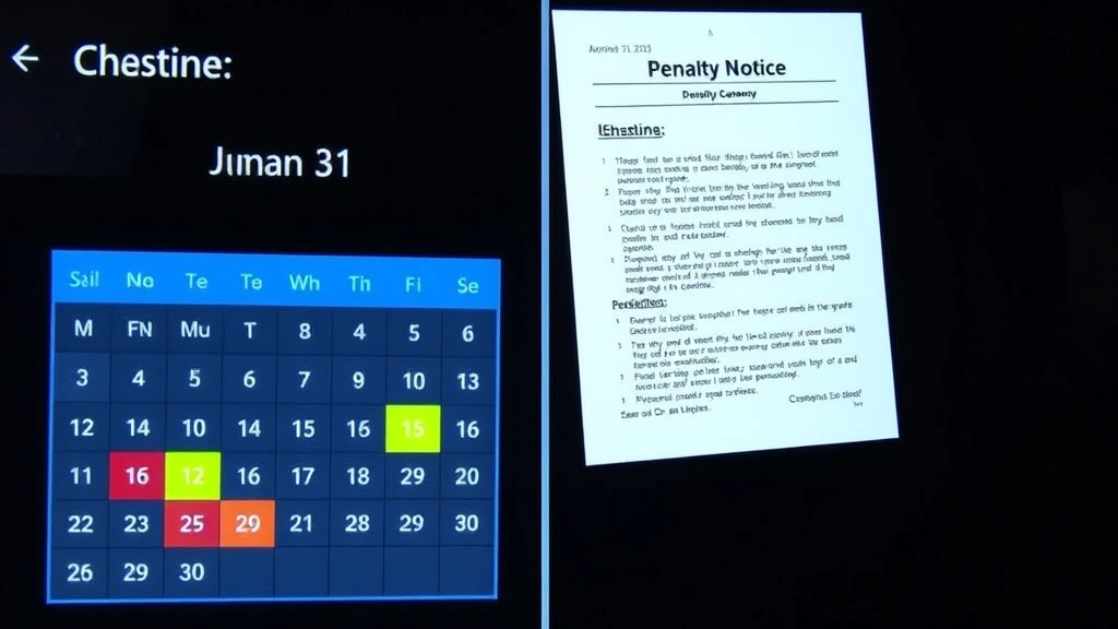 school taxes and district taxes laredo tx online - 
Split screen showing calendar with January 31st deadline highlighted and penalt