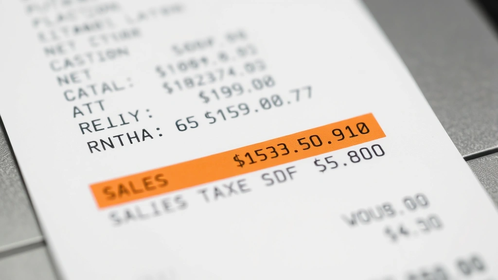 scottsdale az sales tax - 
Close-up of cash register receipt showing itemized purchases with sales tax cal