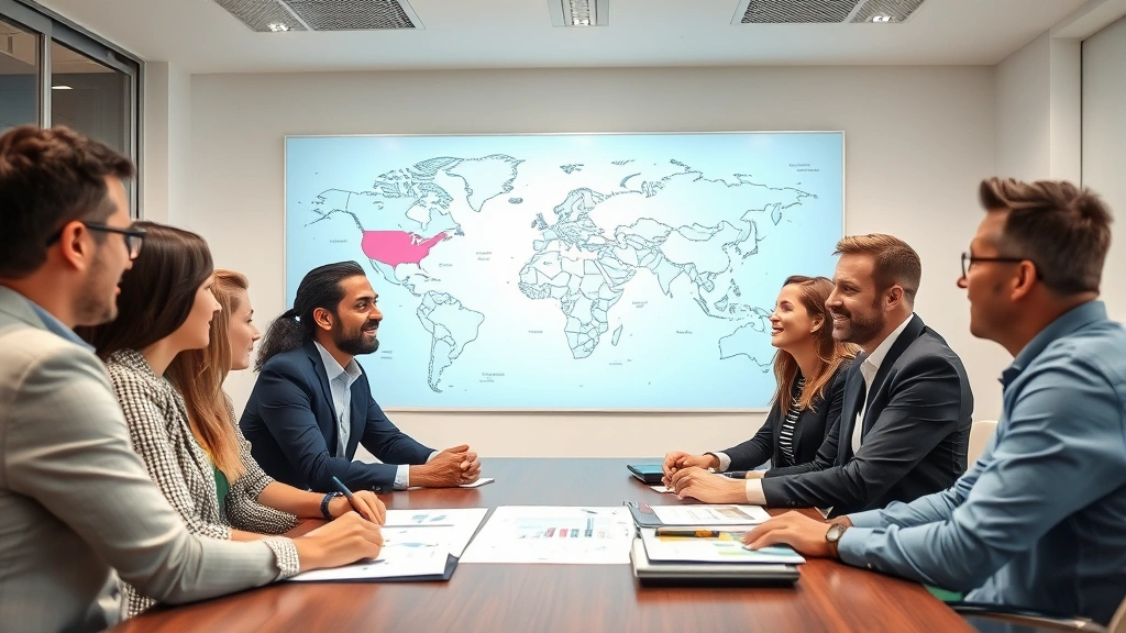 section 899 foreign tax - 
Diverse business team in international meeting room with world map, discussing 