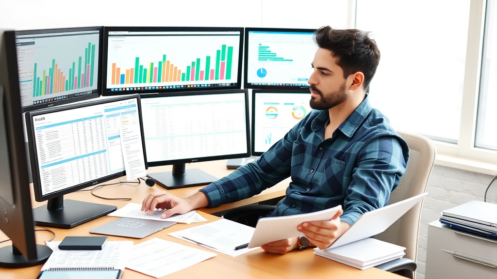 self employment tax credit - 
Male freelancer in casual business attire sitting at desk with multiple monitor