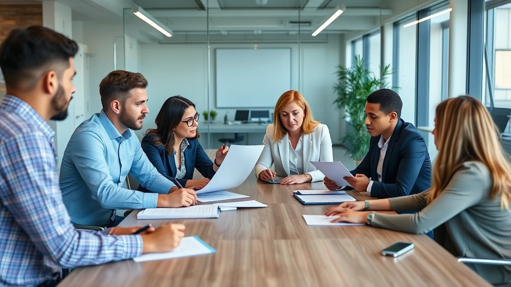 self employment tax credit - 
Diverse team in professional office setting during tax planning meeting, review