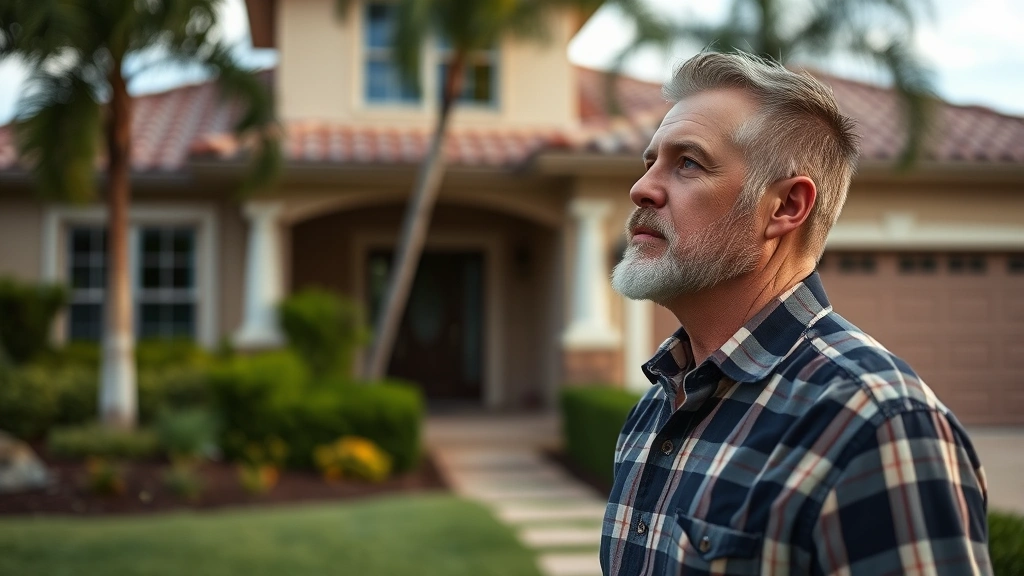 seminole county property tax - 
Male homeowner standing in front of suburban home in Seminole County, contempla