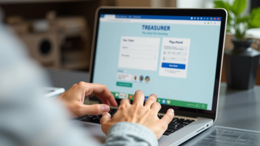 sftreasurer.org property tax - 
Hands typing on laptop keyboard making online payment through treasurer website