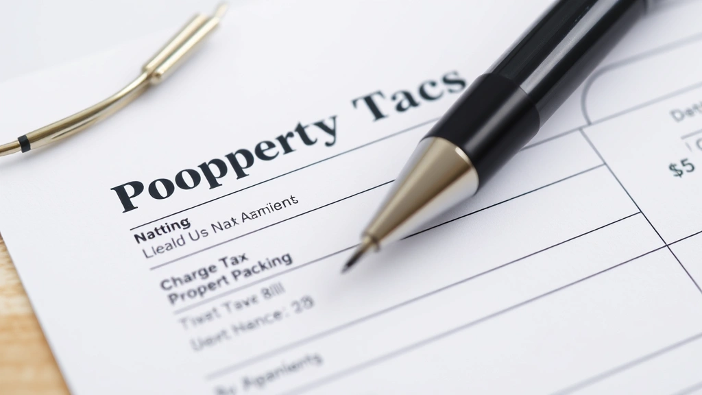 shelton tax collector -
Close-up of property tax bill statement with pen and checkbook ready for paymen