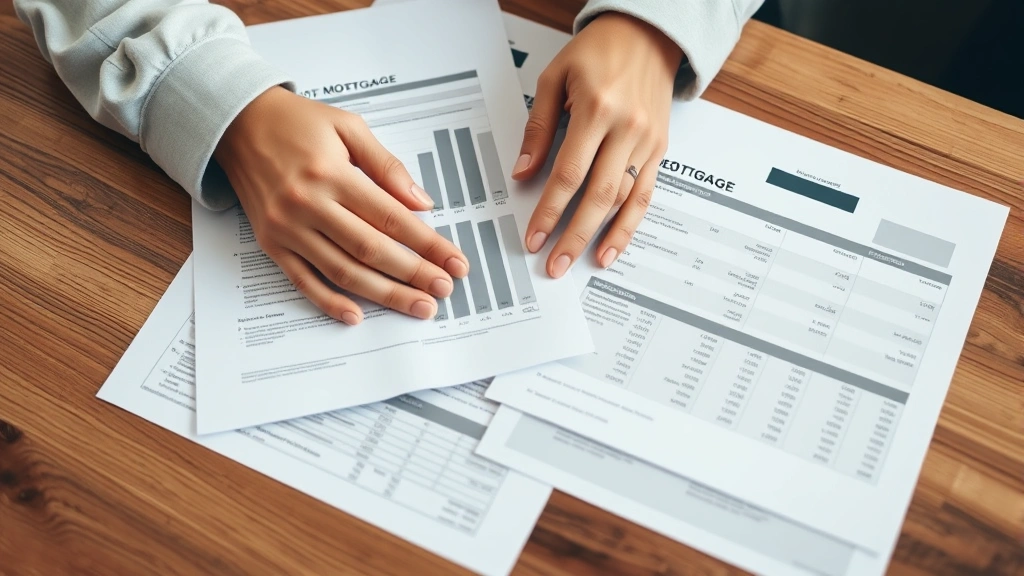 sherburne county property tax -
Hands holding mortgage documents and property tax statement together, wooden ta