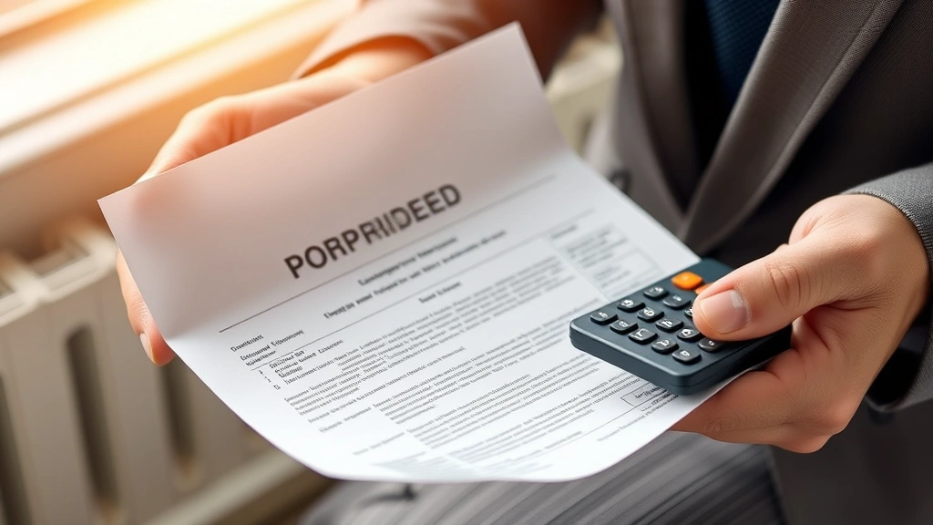 solano property tax - 
Close-up of hands holding property deed and tax bill with calculator visible
