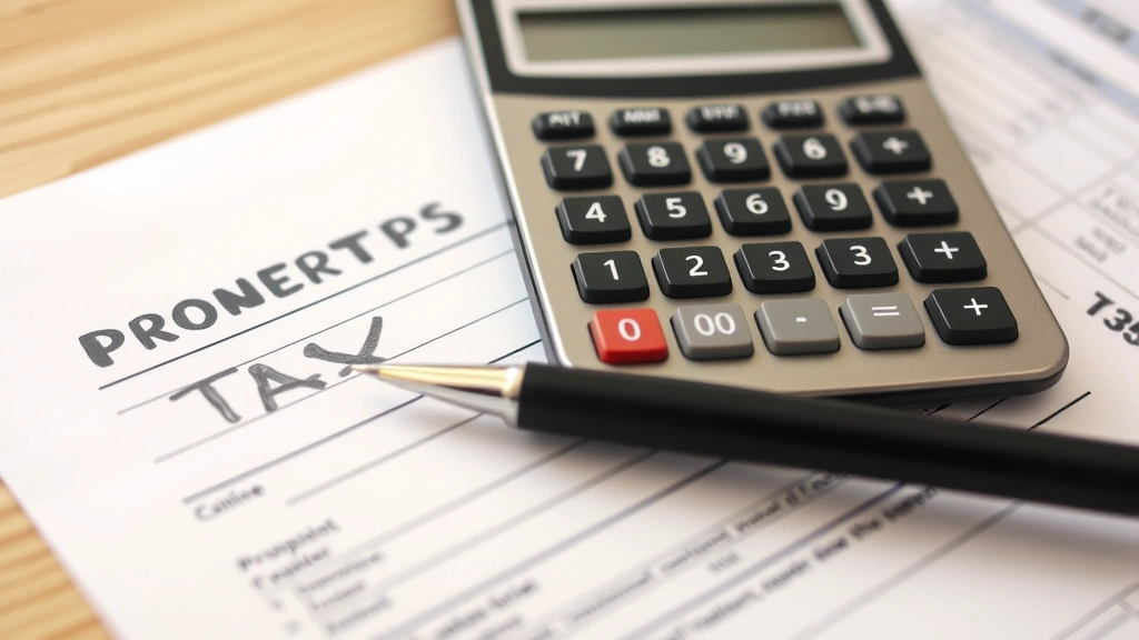 sonoma county ca tax collector - 
Close-up of property tax bill with pen and calculator on wooden desk, neutral b