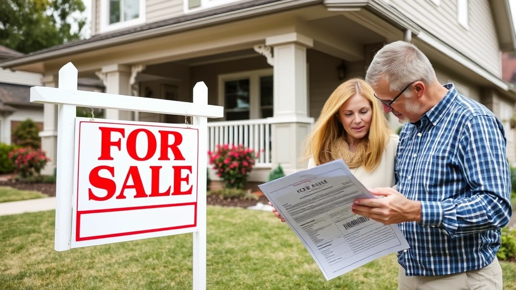 spring branch isd tax office -
Real estate property with ‘For Sale’ sign and homeowner reviewing t