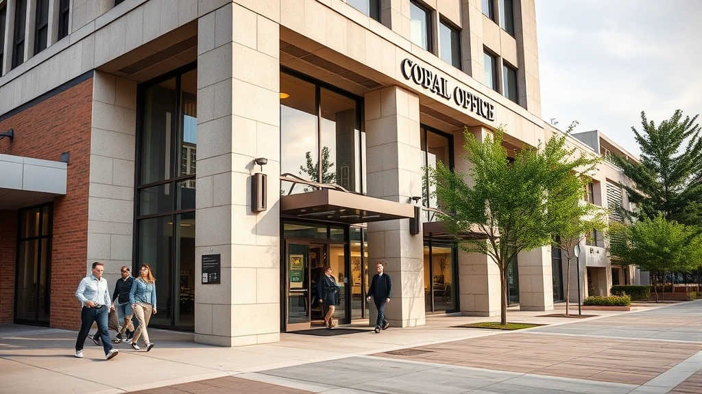 spring branch isd tax office -
Modern government office building exterior with people entering, representing t
