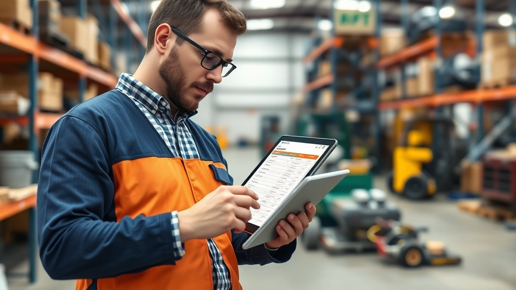 st charles county mo personal property tax - 
Business owner reviewing equipment inventory list on tablet in warehouse or wor