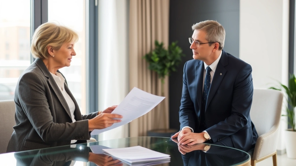st louis county senior tax freeze - 
Senior woman meeting with financial advisor in modern office, reviewing paperwo
