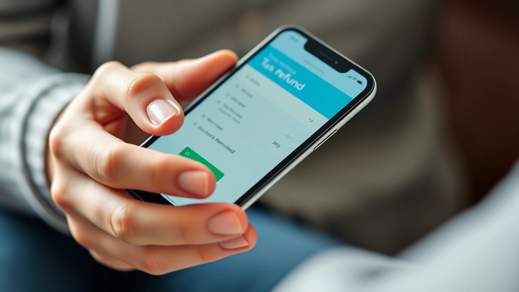 status of pennsylvania tax refund - 
Close-up of hands holding a smartphone displaying a tax refund tracking portal 