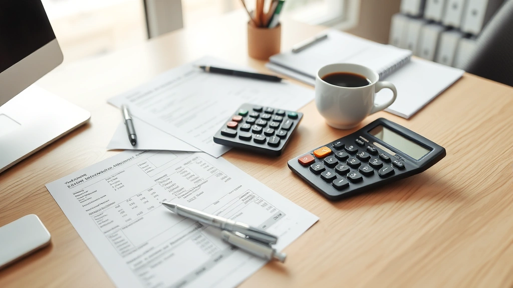 status of pennsylvania tax refund - 
Organized desk with calculator, pen, tax return documents, and a cup of coffee 