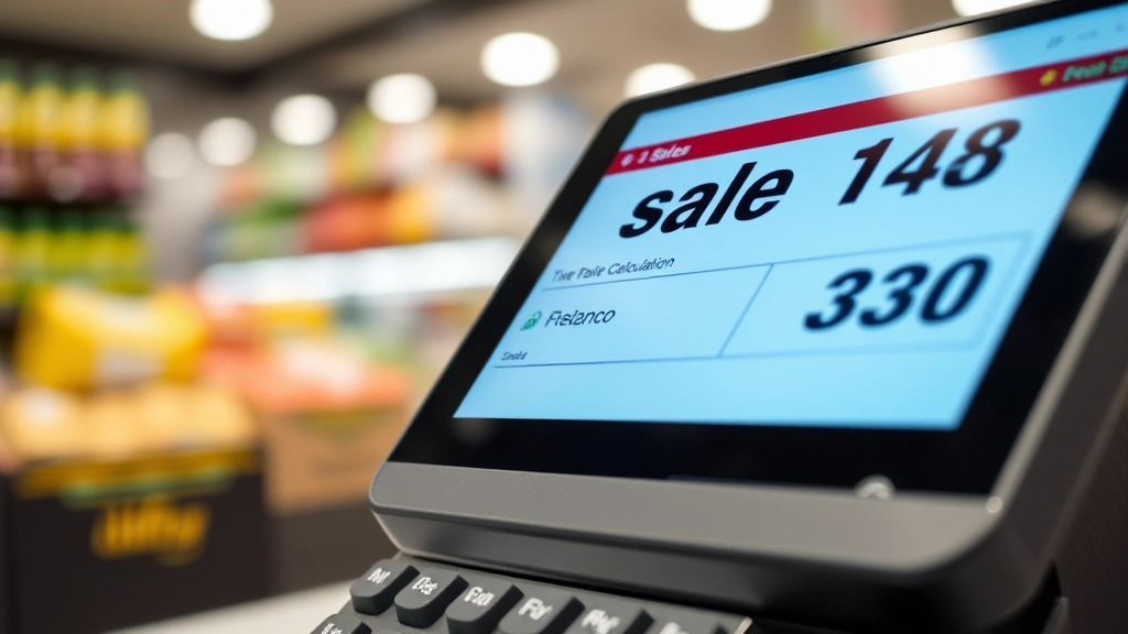 suffolk county ny sales tax - 
Close-up of a retail point-of-sale system displaying sales tax calculation on a