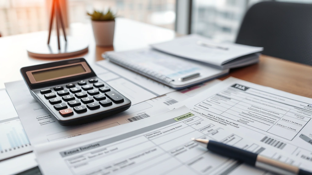 suffolk county ny sales tax - 
Modern office setting with tax forms, calculator, and financial documents sprea