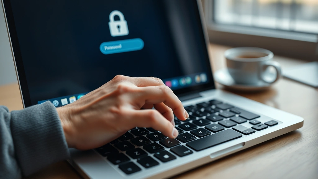 tax caddy login - 
Close-up of hands typing password on laptop keyboard, secure login interface vi