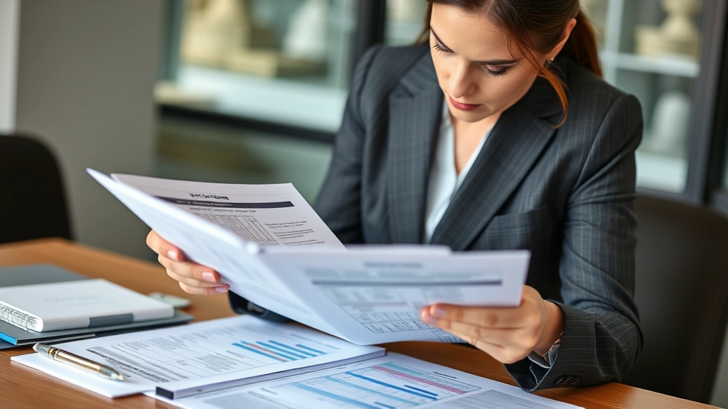 tax equivalent yield formula - 
Professional woman in business attire reviewing investment portfolio documents 