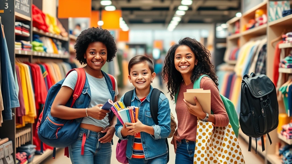 tax free weekend 2025 mississippi -
Diverse family shopping in retail store during back-to-school season, holding c