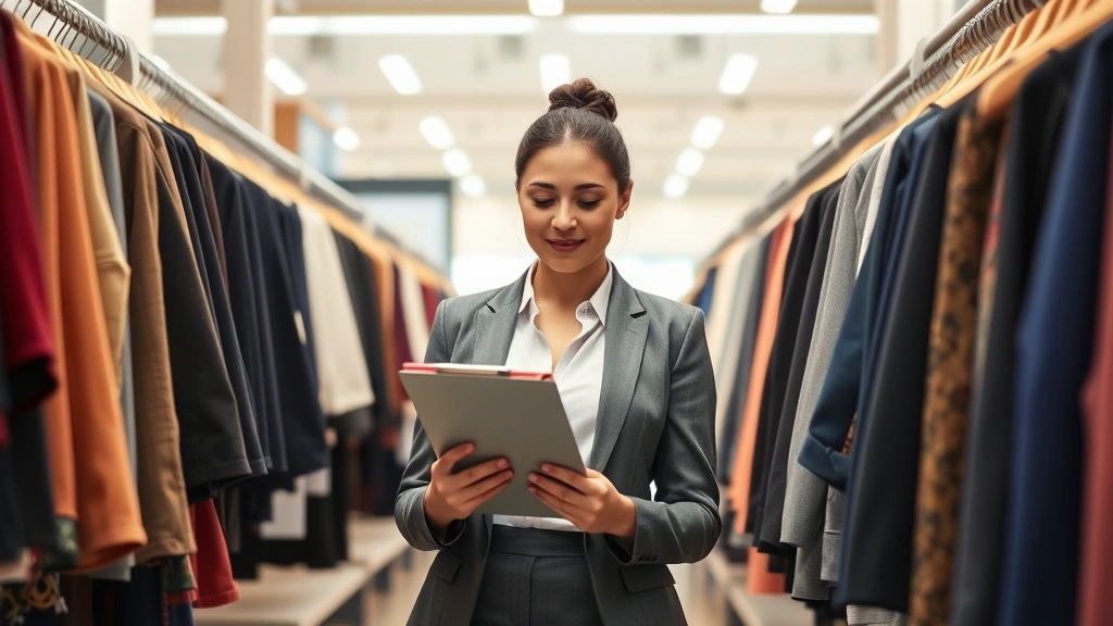 tax free weekend 2025 mississippi -
Businesswoman checking items on clipboard while standing in clothing store aisl