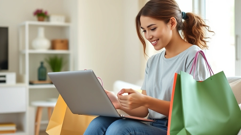 tax free weekend 2025 mississippi -
Young adult comparing prices on laptop while holding shopping bags, home settin