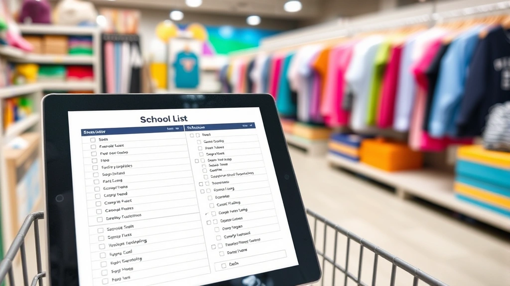 tax free weekend 2025 mississippi -
Organized shopping list on tablet with school supplies and clothing items visib