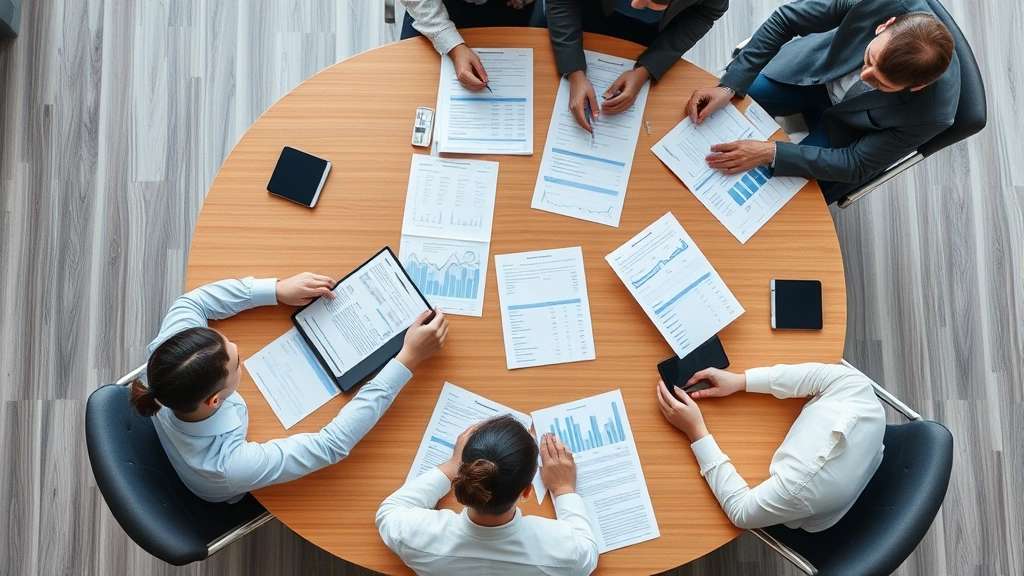 tax group llc - 
Overhead view of a business team reviewing consolidated financial statements an